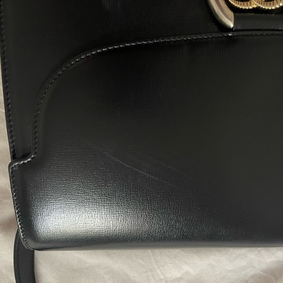 GUCCI Textured Calfskin Medium Torchon GG Ring Shoulder Bag Black - Picture 7 of 12